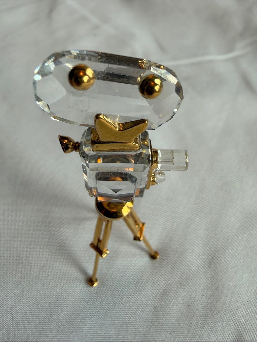Swarovski Clear Crystal and Gold Camera Figurine on Tripod - Picture 2 of 4